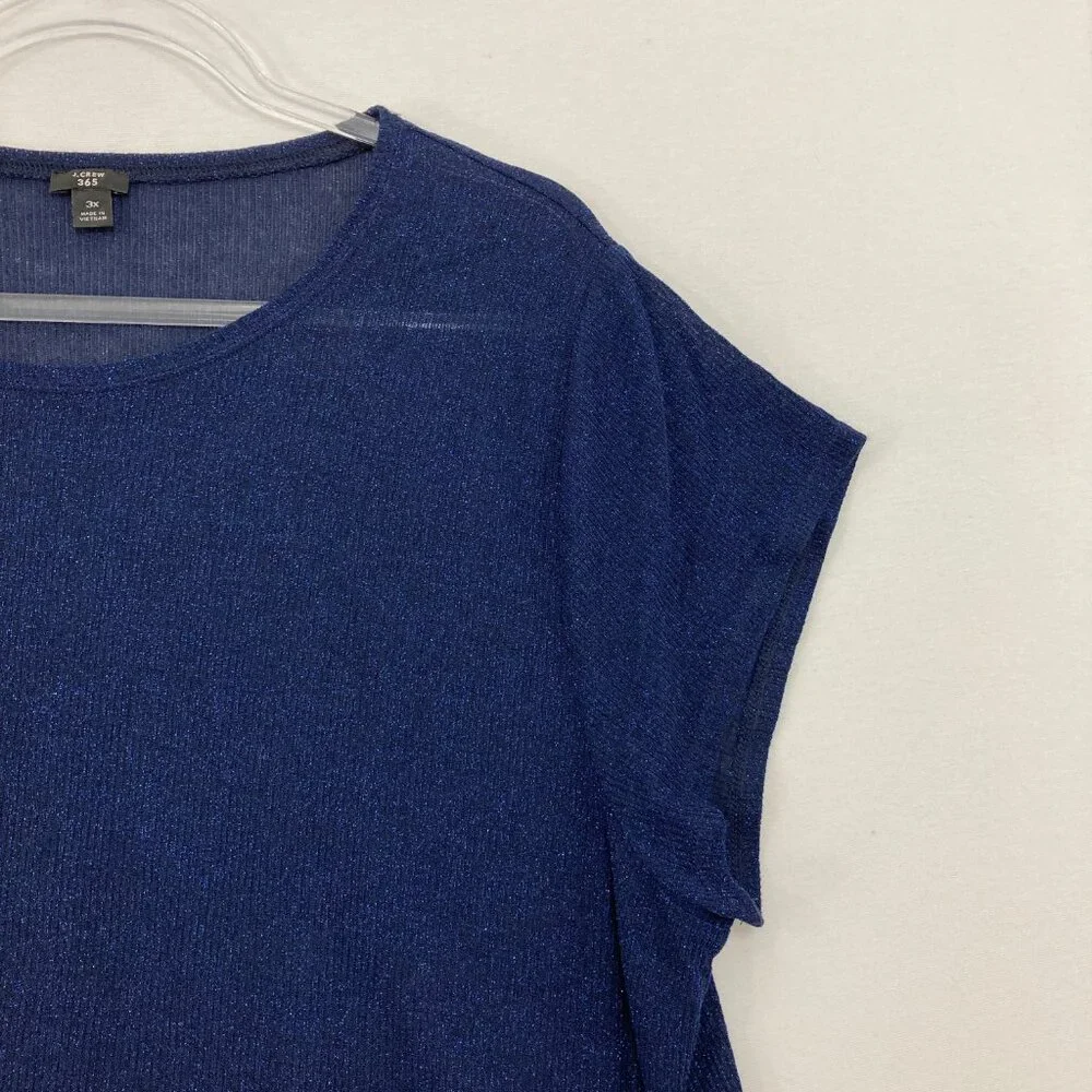J. Crew 365 size 3X Navy Stretch Sparkling Short‎ Sleeve Tee Comfy Casual